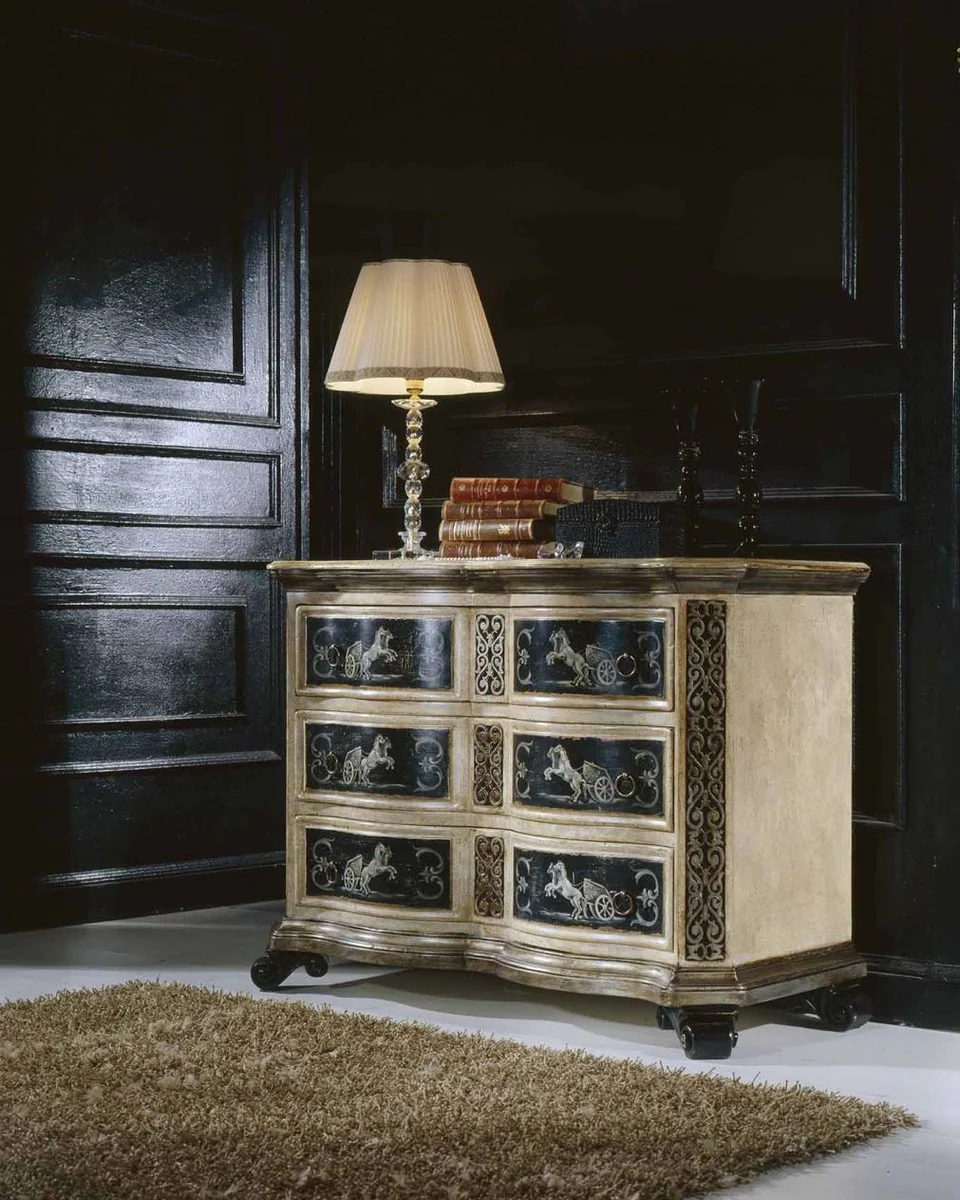 Luxury Baroque chest of drawers natural colors / brown / black - Handmade solid wood chest of drawers with drawers - Luxury bedroom furniture in Baroque style - Luxury quality - Made in Italy