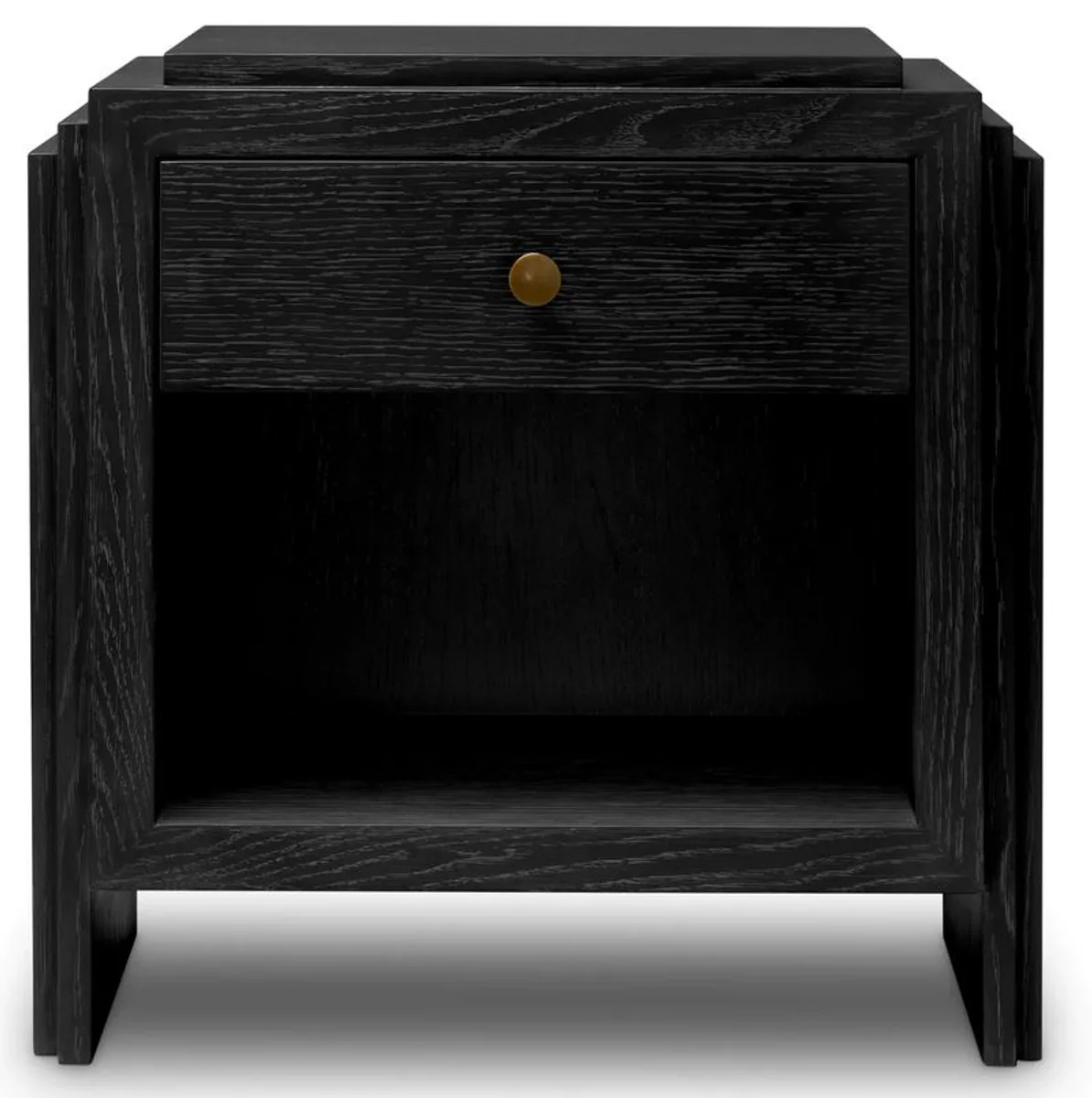 Luxury bedside table anthracite gray / brass 58 x 42.5 x H.57 cm - Bedroom side table with drawers - Luxury bedroom furniture