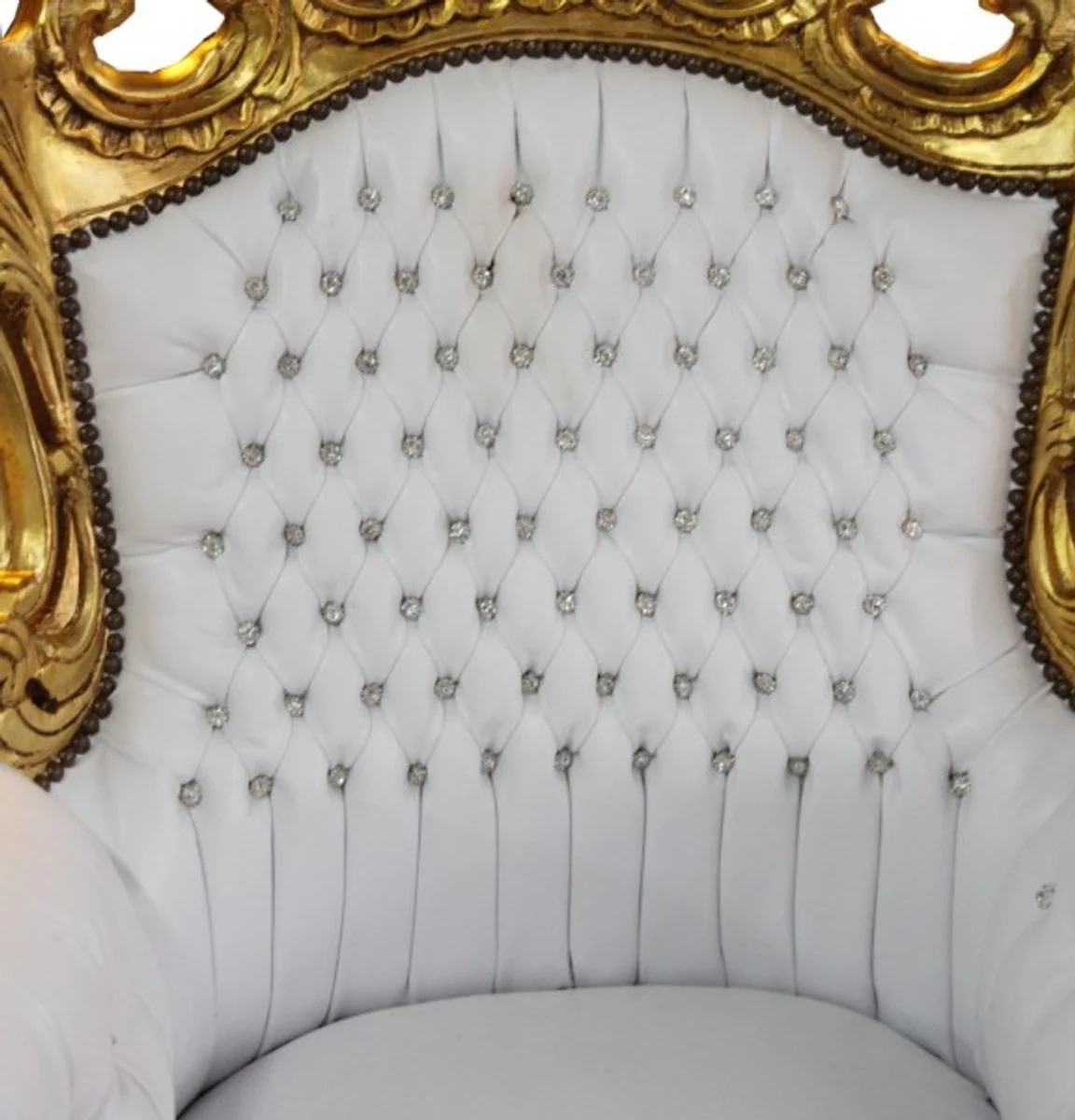 Baroque armchair Al Capone white/gold with bling bling glitter stones