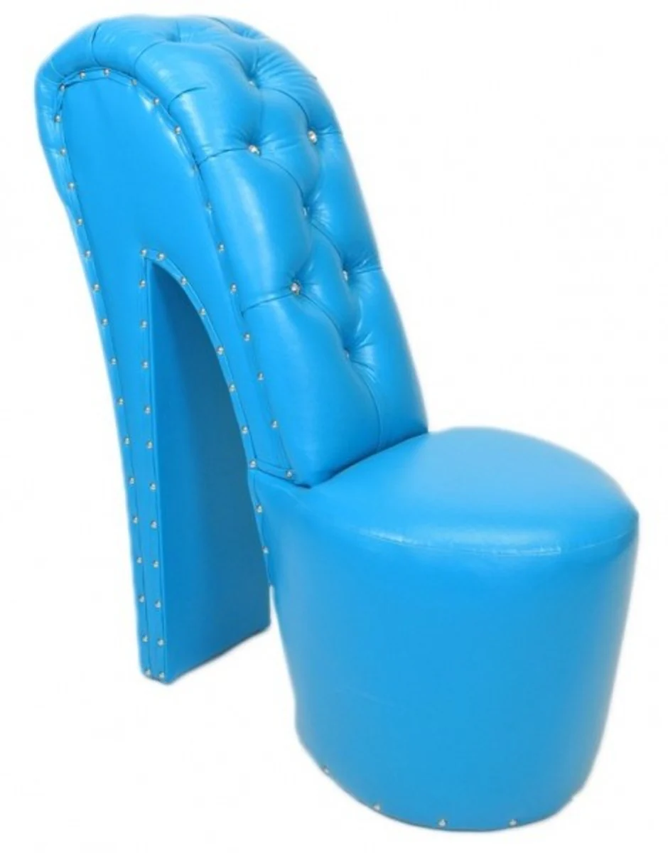 High heel armchair with decorative stones light blue luxury design - designer armchair - club furniture - shoe chair armchair