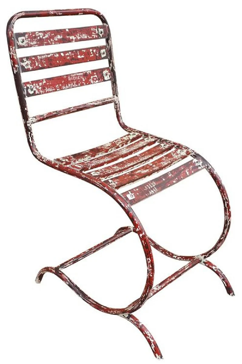 Art Nouveau Garden Chair Set Antique Red 40 x 45 x H. 92 cm - Handcrafted Wrought Iron Chairs - Nostalgic Garden Furniture