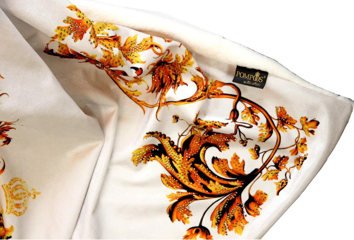 Luxury blanket Pompöös by Baroque cream / gold by Harald Glööckler with glittering stones