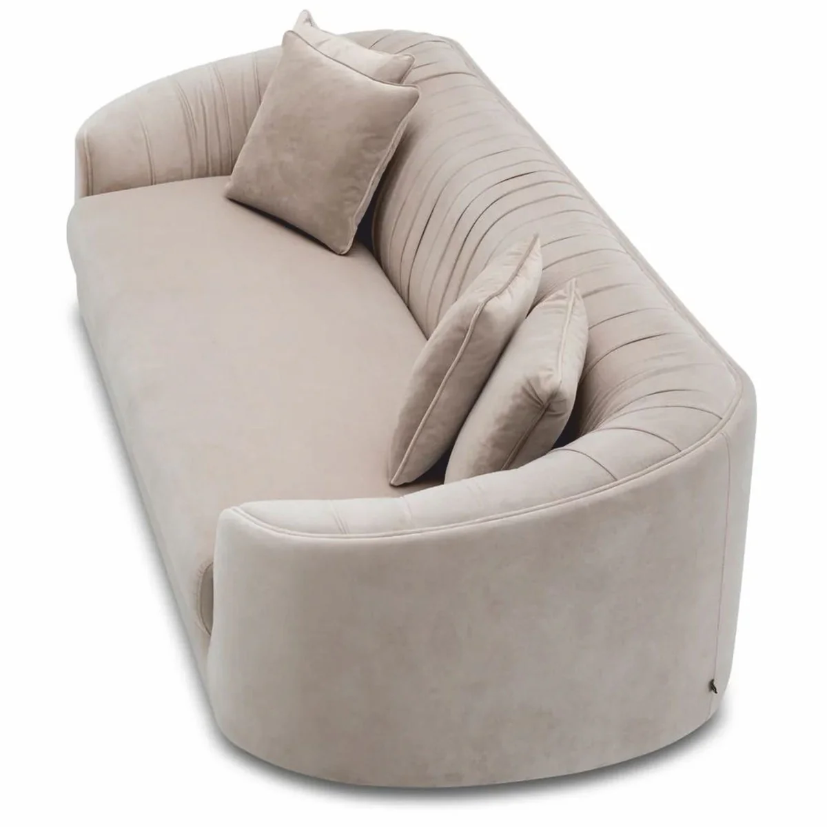 Luxury Velvet Sofa Cream / Black 241 cm - Living Room & Hotel Furniture