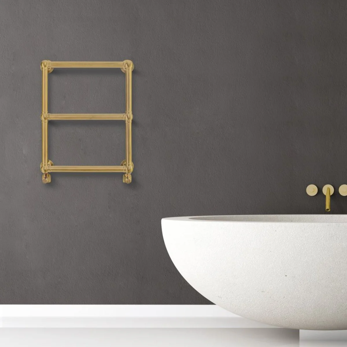 Luxury bathroom towel warmer brass 49.4 x 14.5 x H. 60 cm - Electric towel warmer - Stainless steel towel radiator - Luxury bathroom accessories