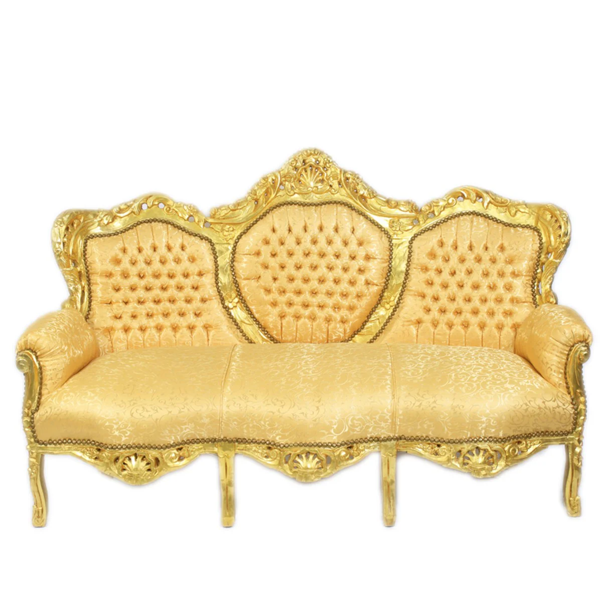 Baroque living room set gold pattern / gold - 3 seater sofa + 2 armchairs