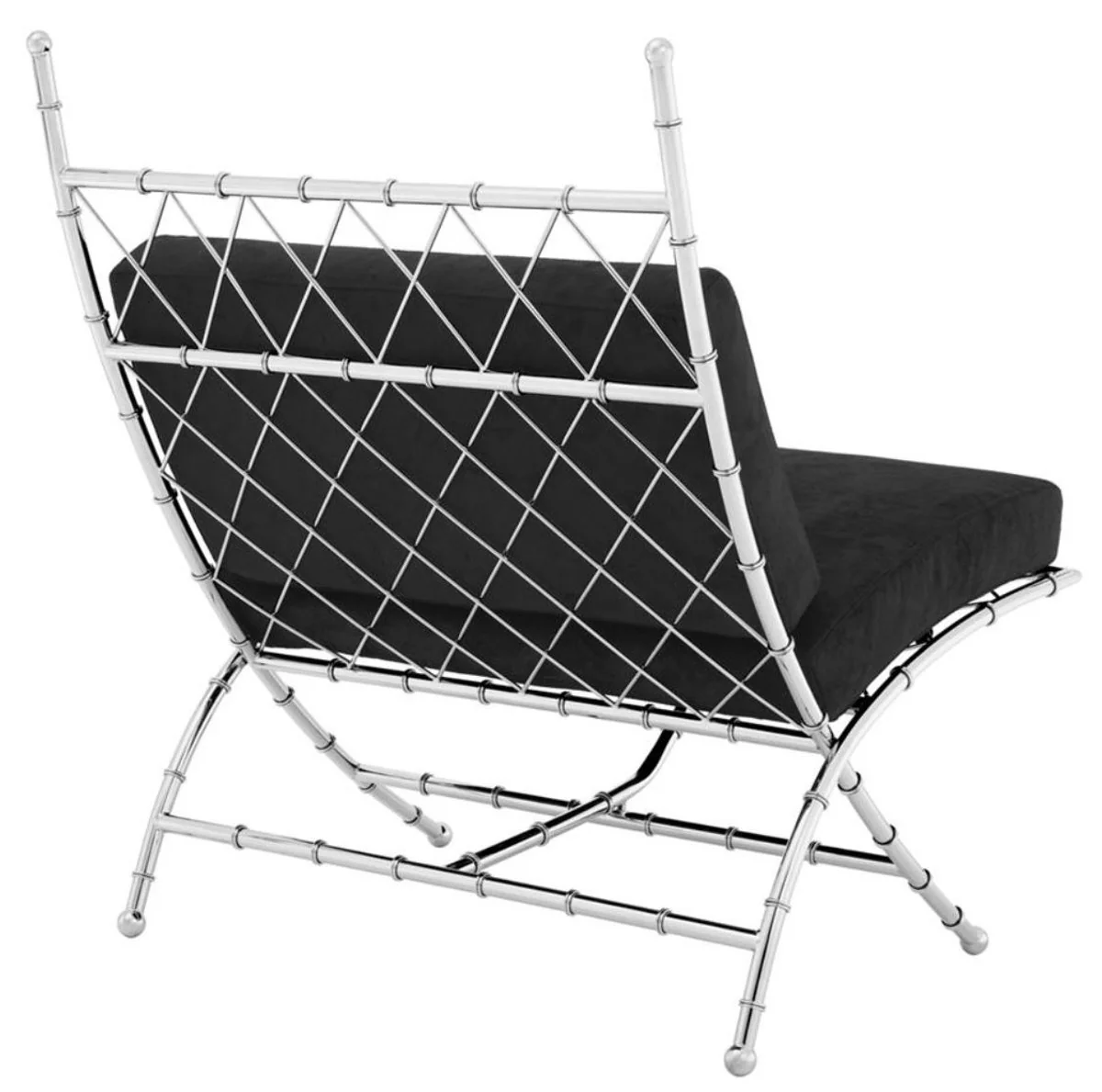 Luxury folding chair silver / black 75 x 81.5 x H. 92 cm - luxury furniture