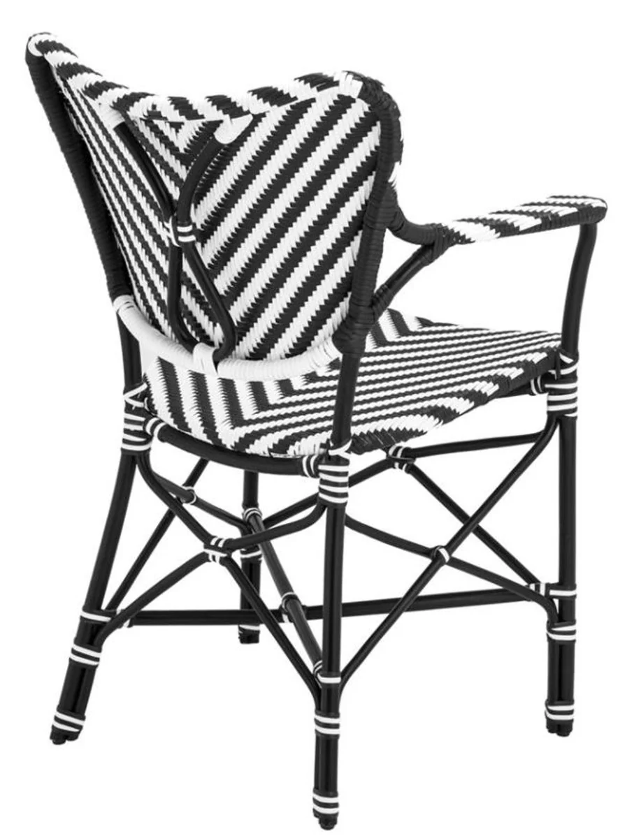 Designer garden chair with armrests black / white - luxury garden furniture