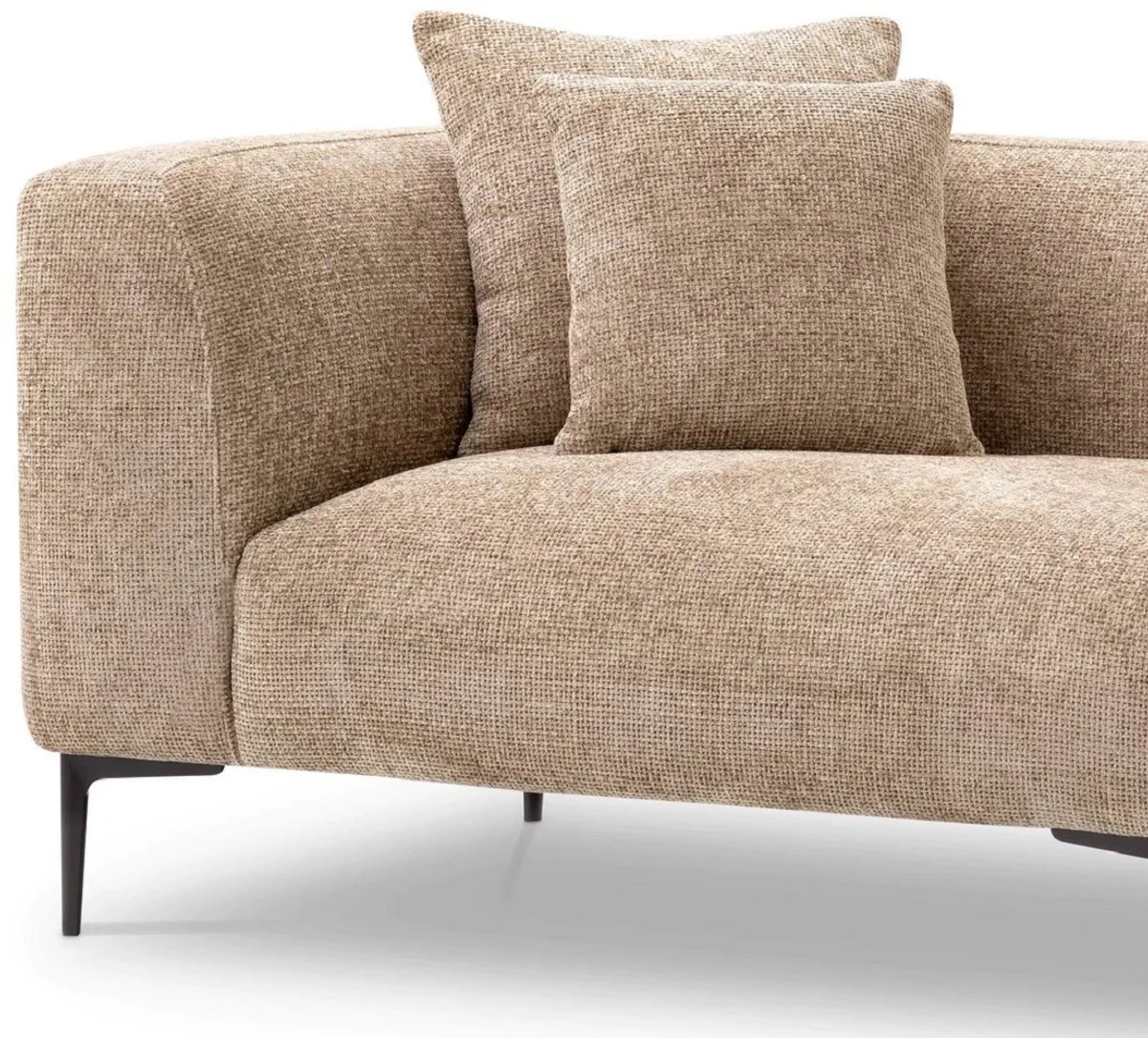 Luxury sofa sand color / black 252 x 99 x H. 75 cm - living room sofa with 4 cushions - living room furniture - living room furnishings - luxury furniture - luxury furnishings