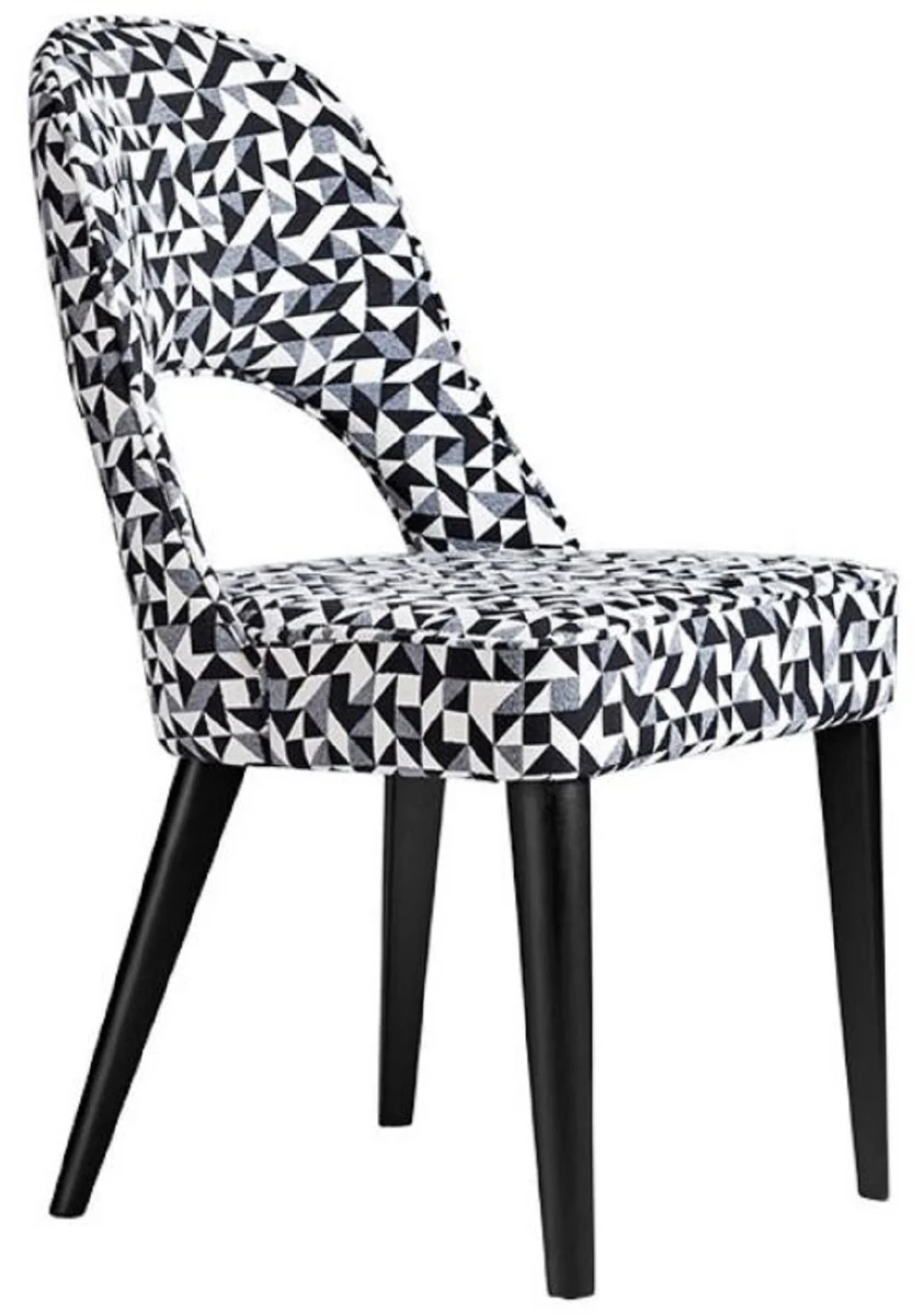 Luxury Art Deco dining chair set of 4 white / gray / black 49 x 61 x H. 89 cm - Elegant kitchen chairs with pattern - Dining room furniture - Luxury furniture - Art Deco furniture - Luxury furnishings