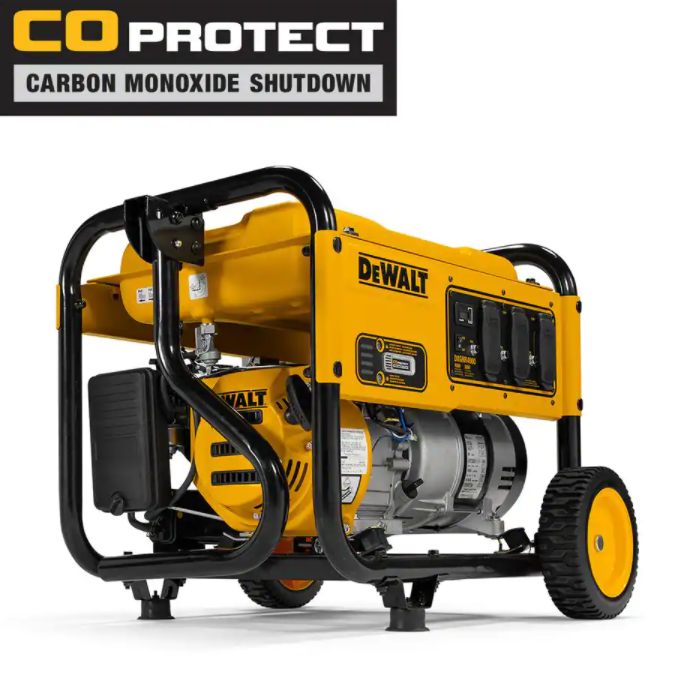 DEWALT 6500-Watt Manuelle Start Gas-Powered Portable Generator mit Idle Control, Überdachte Steckdosen und CO Protect
