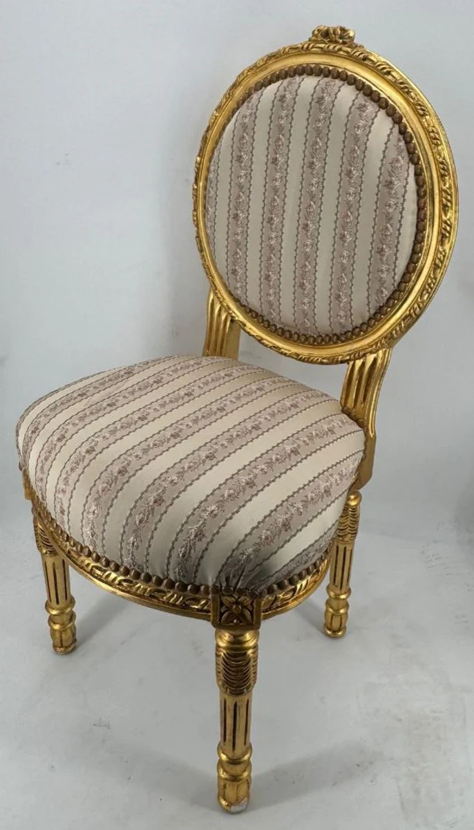 Baroque dining room chair with stripes gold - magnificent baroque style furniture