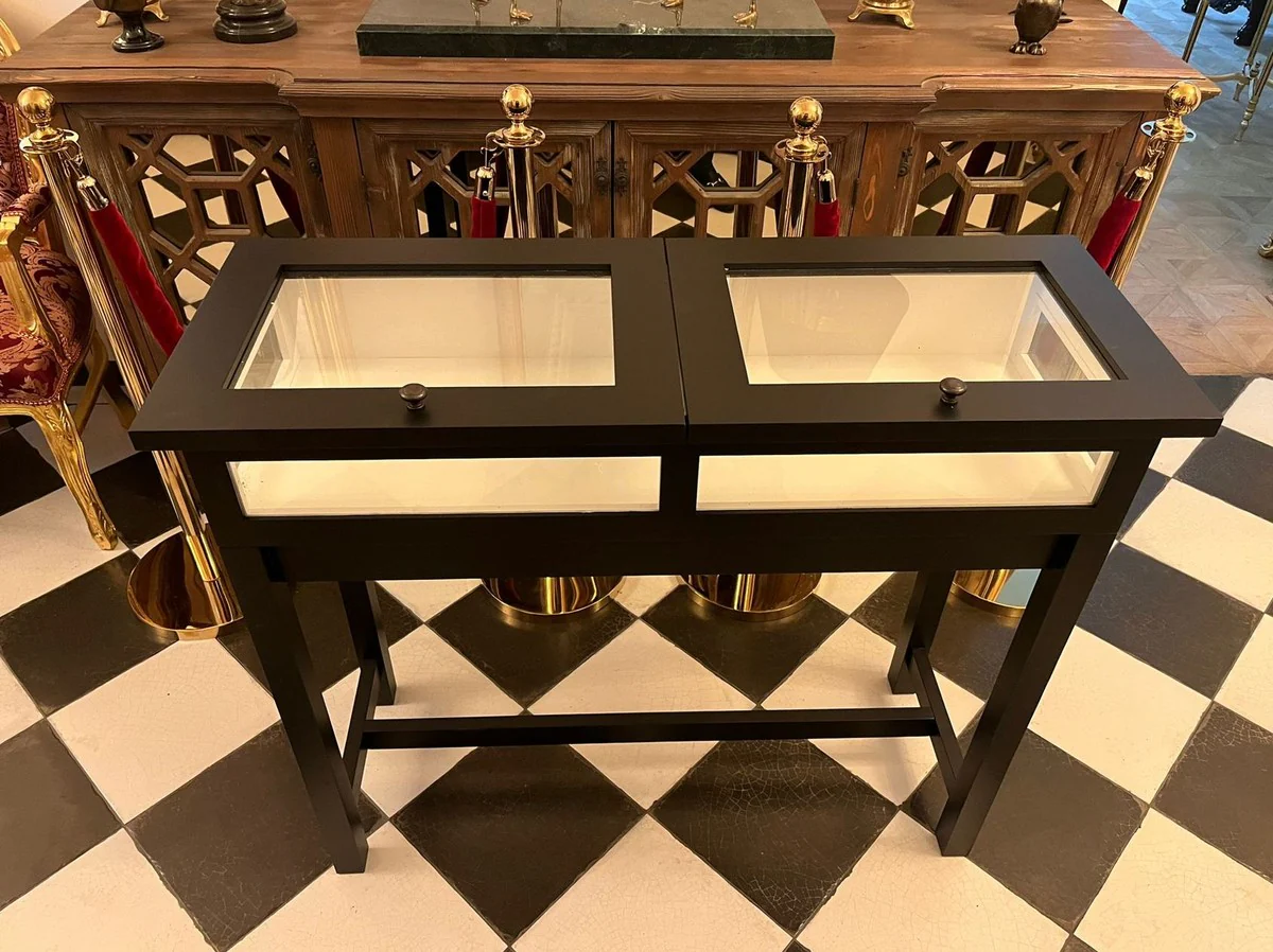 Country house style shop display case black / white 110 cm