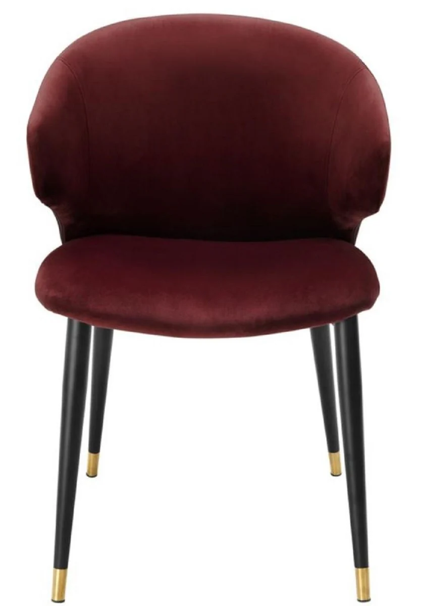 Luxury dining room chair with armrests Dark burgundy / black / gold 57 x 66 x H. 83 cm - Dining room furniture
