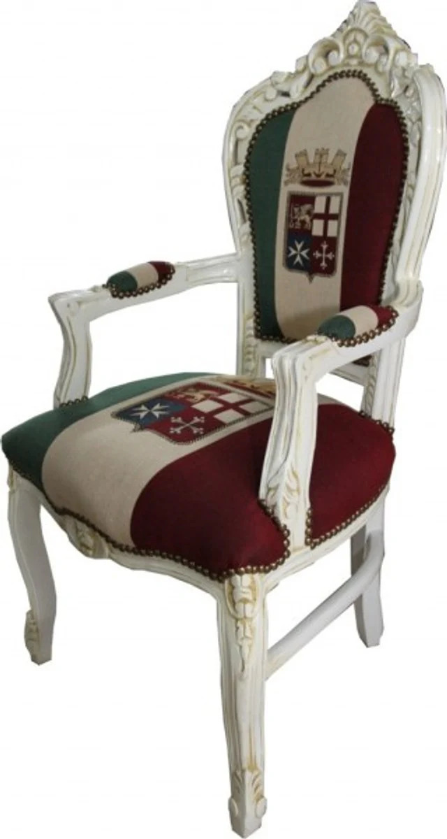 Baroque dining room with armrests Italy / cream antique style