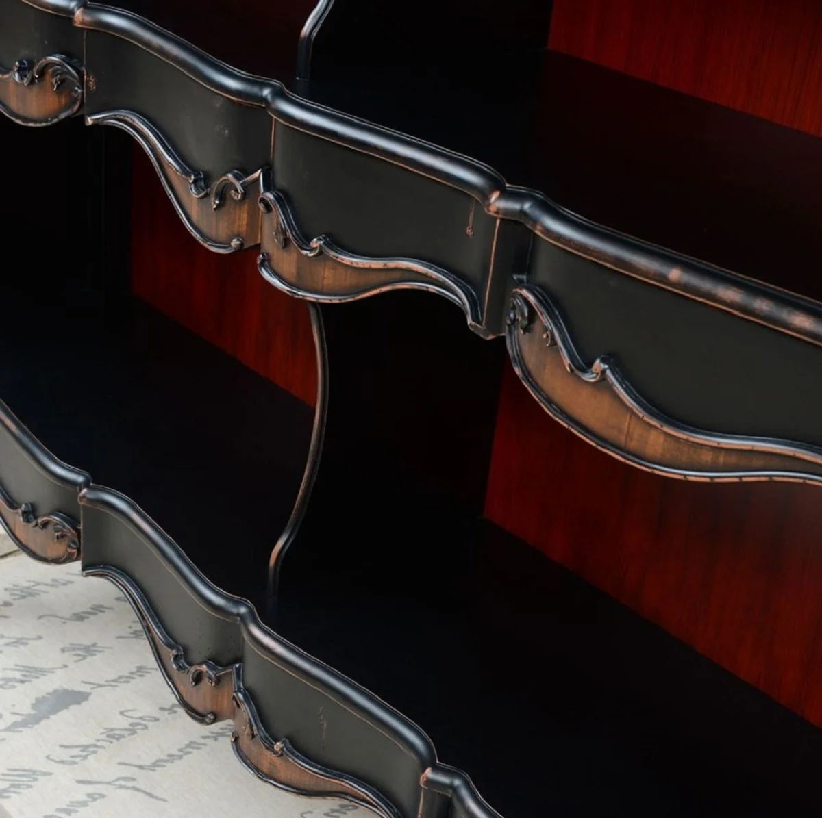 Luxury Baroque bookcase antique black / brown 176 x 45.5 x H. 207.5 cm - Baroque cabinet - Baroque shelf cabinet - Baroque living room furniture - Baroque office furniture - Baroque furnishings