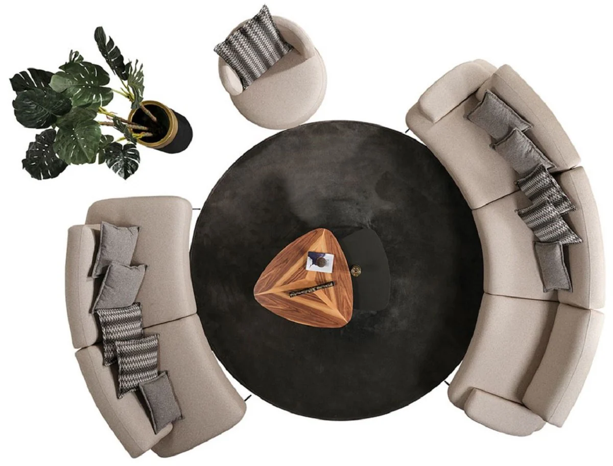 Luxury sofa with adjustable backrests beige / black 240 cm