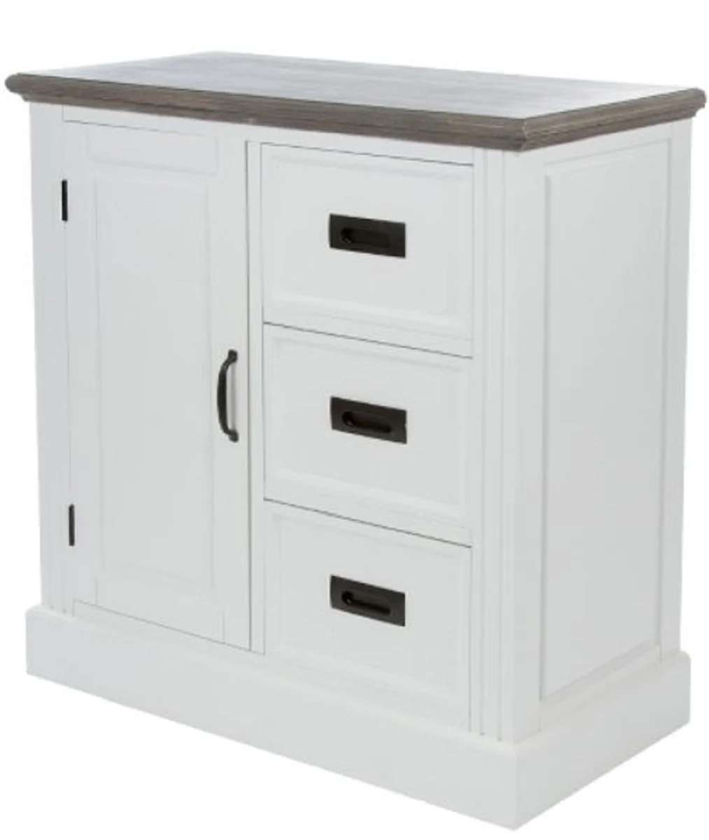 Country house style chest of drawers with door and 3 drawers white / gray 80 x 40 x H. 85 cm - country house style furniture