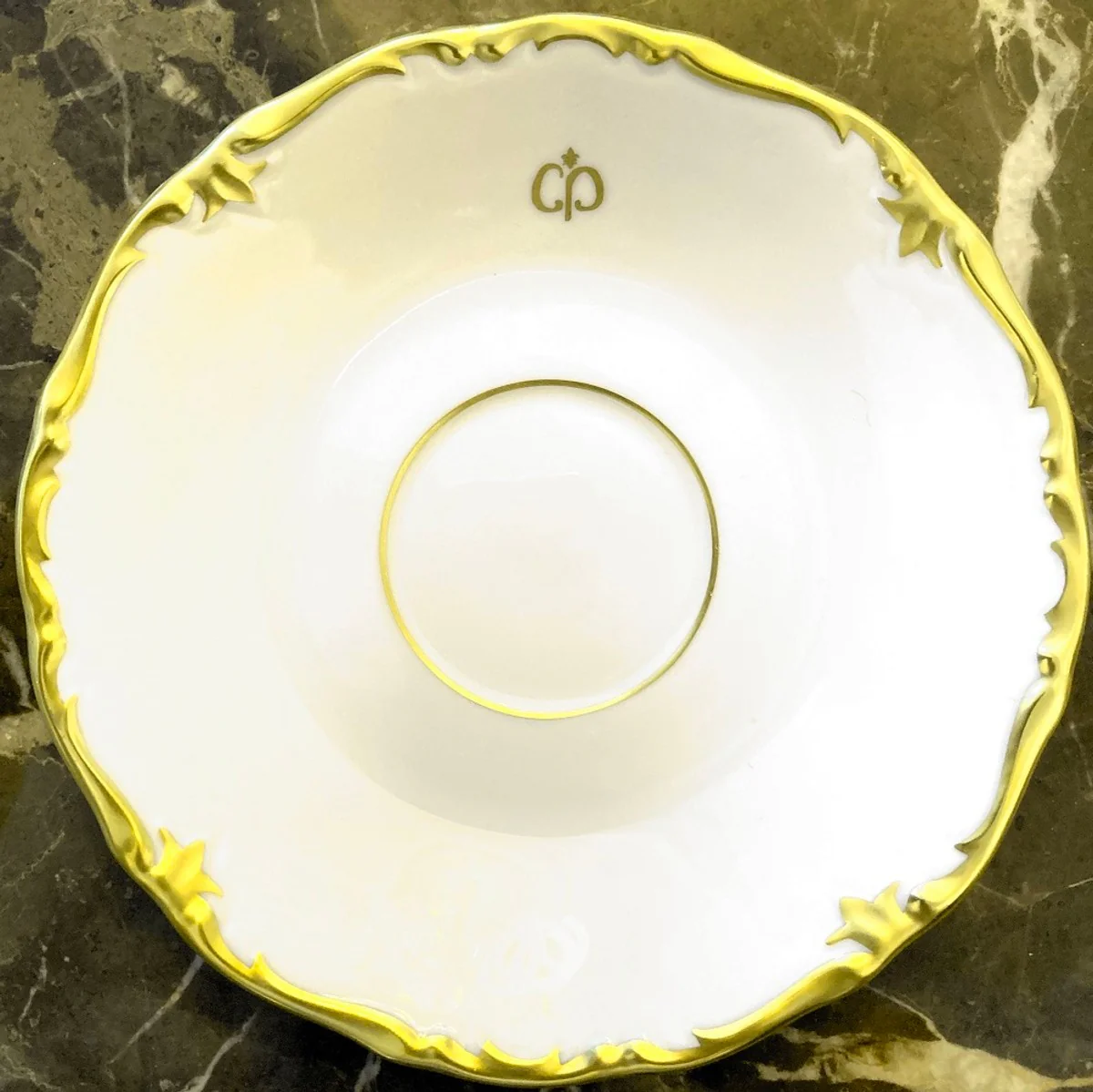 Luxury baroque porcelain coffee cup with saucer white / gold - noble Reichenbach porcelain - Made in Germany