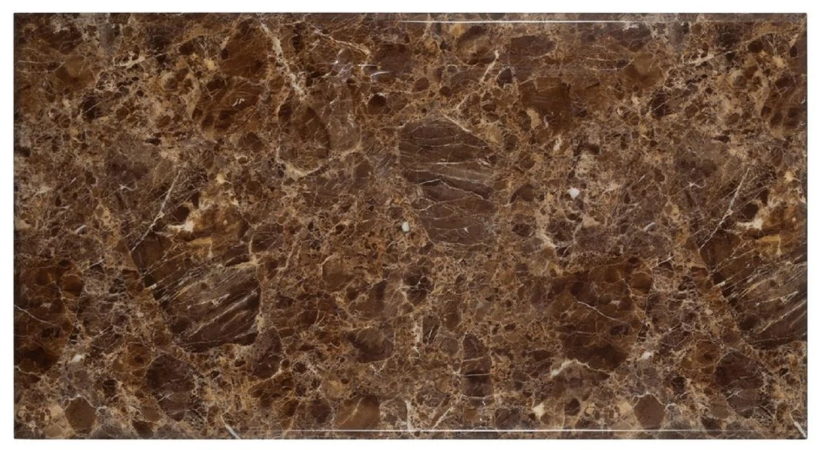 Luxury dining table brown / gold 200 x 100 x H. 77 cm - Rectangular dining room table with artificial marble table top and stainless steel legs - Luxury dining room furniture