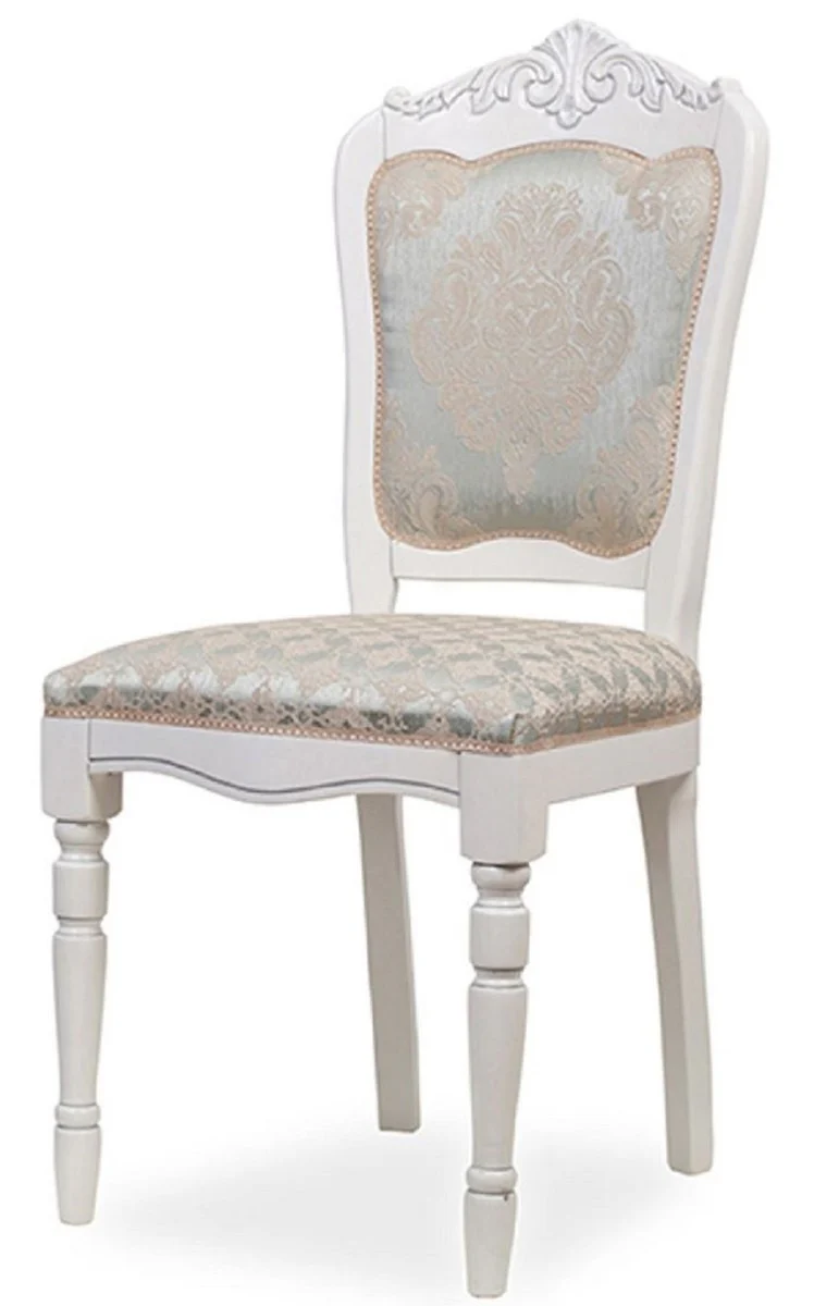 Luxury Baroque Dining Room Chair Set of 8 Silver / Beige / White H. 104 cm - Baroque Dining Room Furniture