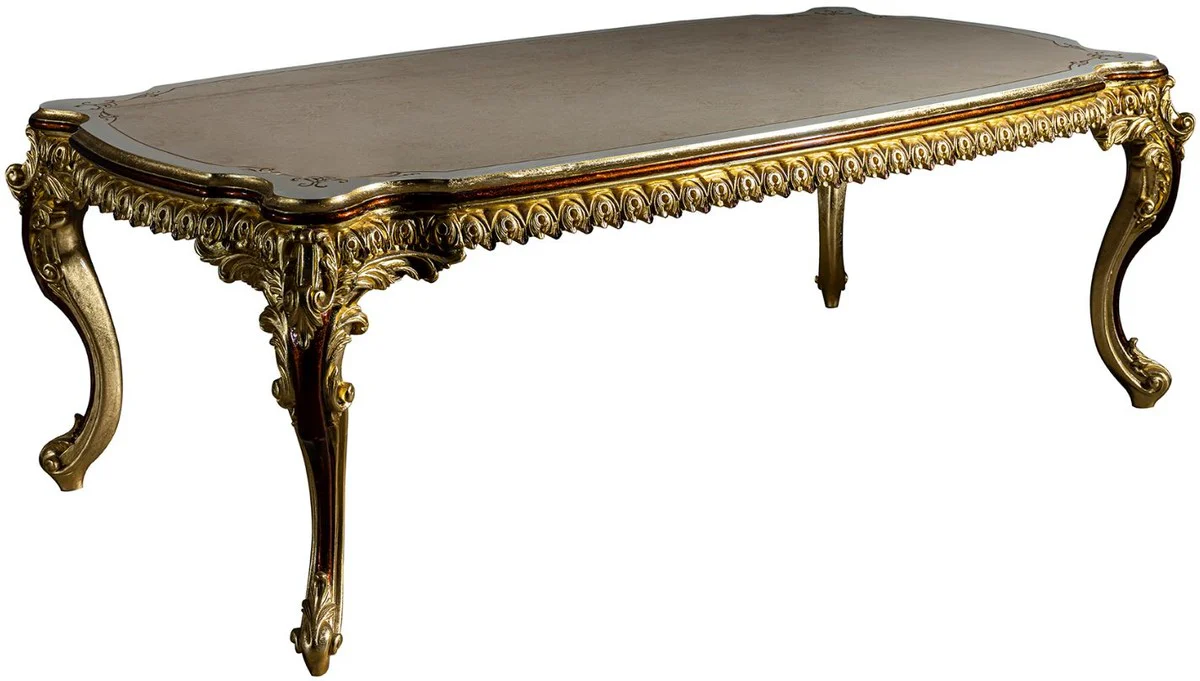 Luxury baroque dining table 230 x 105 x H. 80 cm - magnificent solid wood dining room table - dining room furniture in the baroque style
