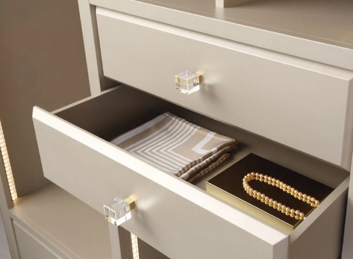 Luxury wardrobe beige 200 x 60 x H. 230 cm - Open bedroom wardrobe - Bedroom furniture - Hotel furniture - Luxury furniture - Luxury furnishings - Bedroom furnishings