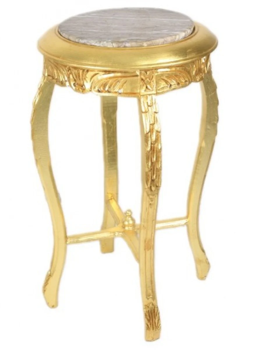 Baroque side table with cream marble top round gold 50 x 35 cm antique style - telephone flower table