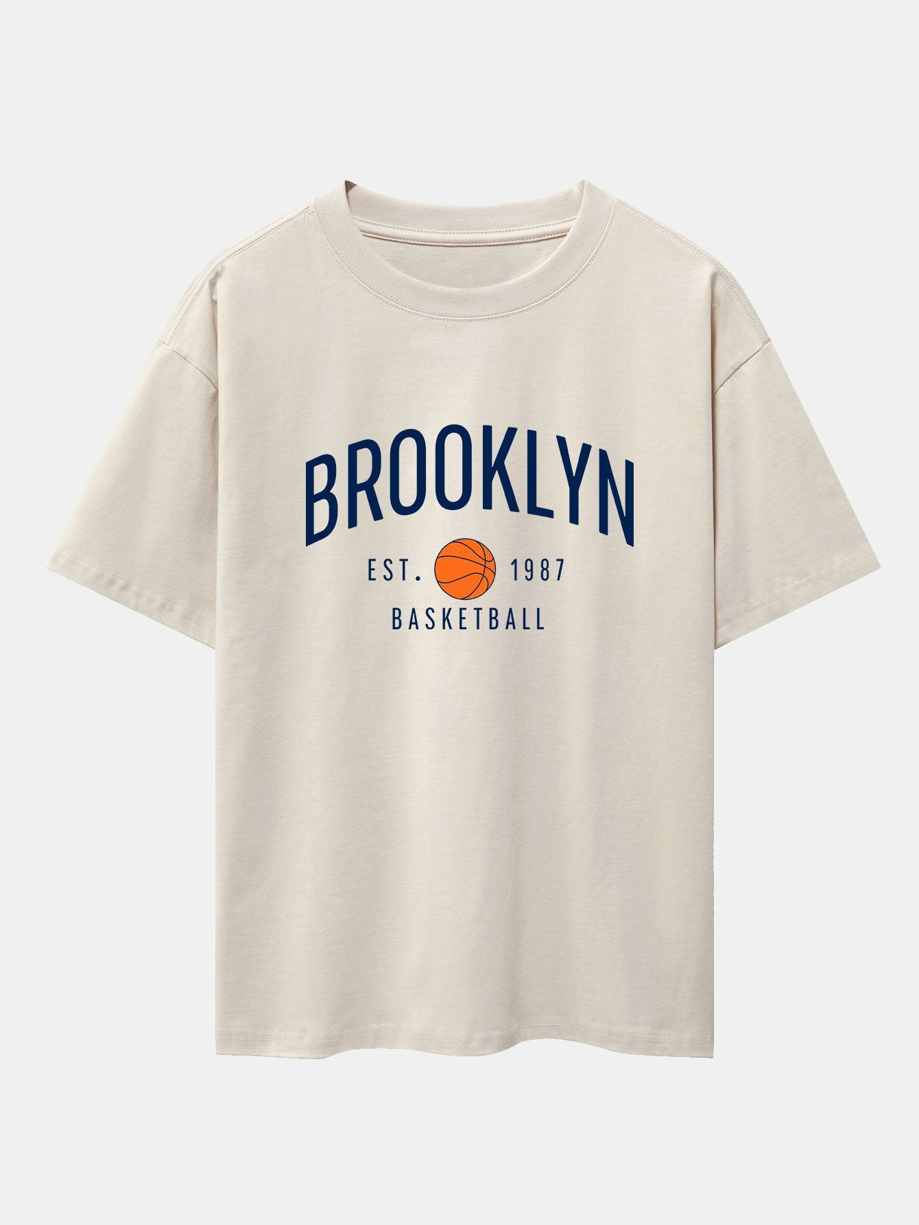 Brooklyn Basketball Print Drop Shoulder Oversize T-Shirt