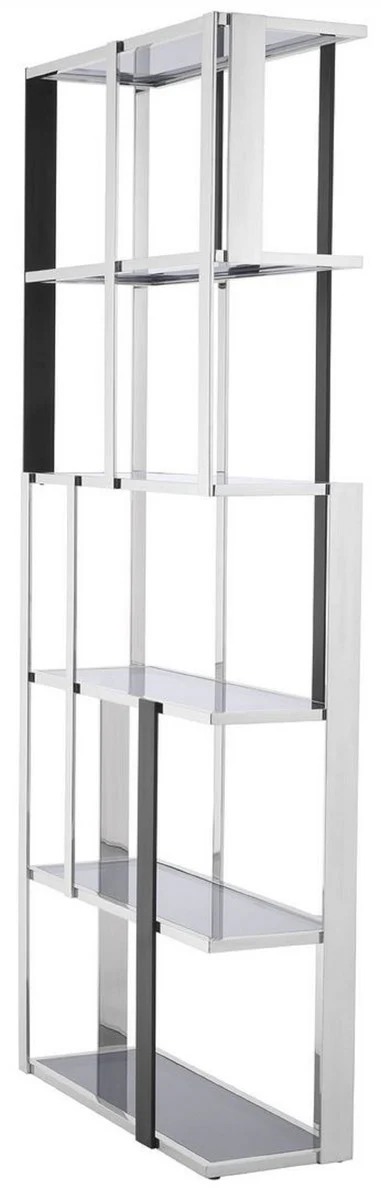 Luxury shelf cabinet silver / black / gray 100 x 37 x H. 240.5 cm - stainless steel cabinet - living room cabinet - office cabinet - luxury furniture