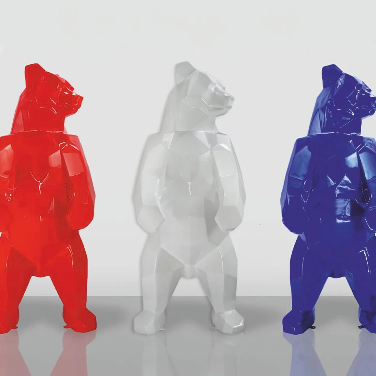 XXL decorative sculpture bear red H. 190 cm - abstract decorative figure