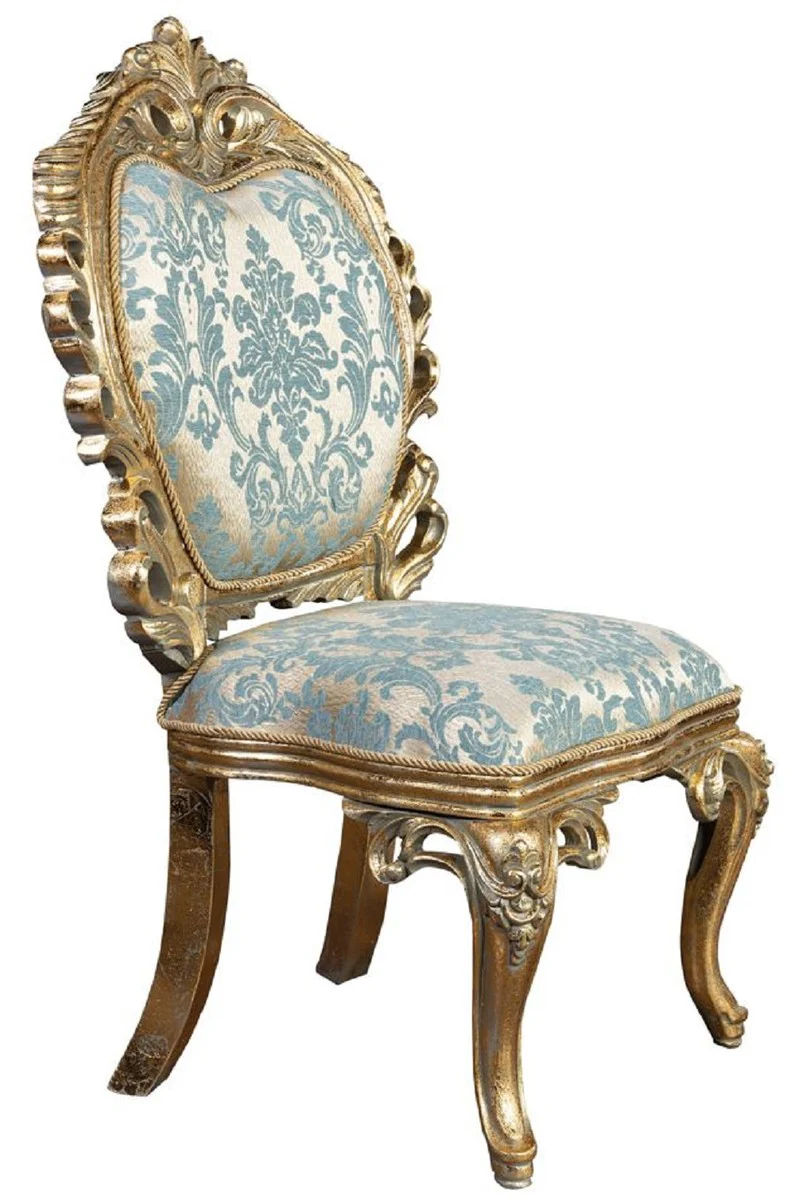 Luxury Baroque Dining Room Chair Set of 4 Turquoise / Gold - Magnificent Baroque Style Kitchen Chairs - Luxury Dining Room Furniture in Baroque Style - Baroque Dining Room Furniture - Baroque Style Furniture