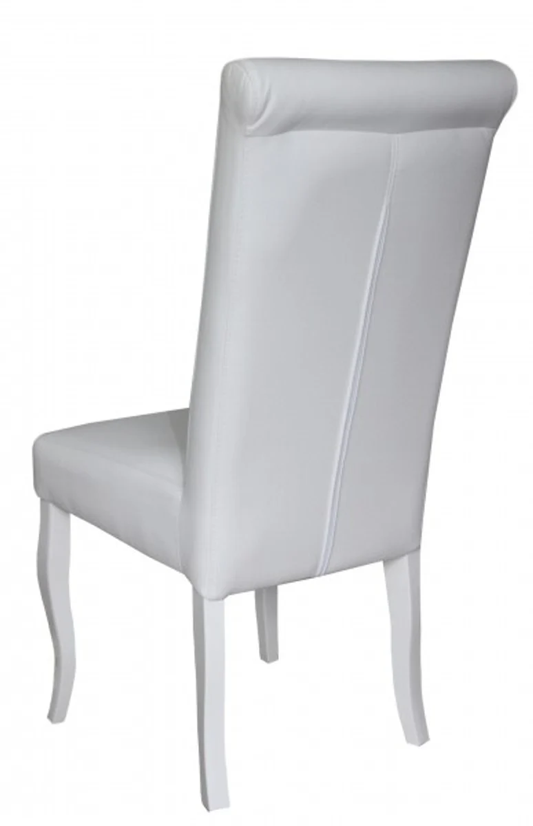 Dining room chair white / white faux leather - Baroque furniture