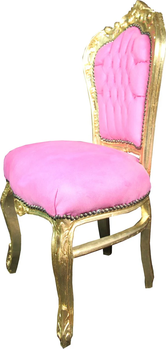 Barock Esszimmer Stuhl Rosa / Gold Mod3 - Limited Edition