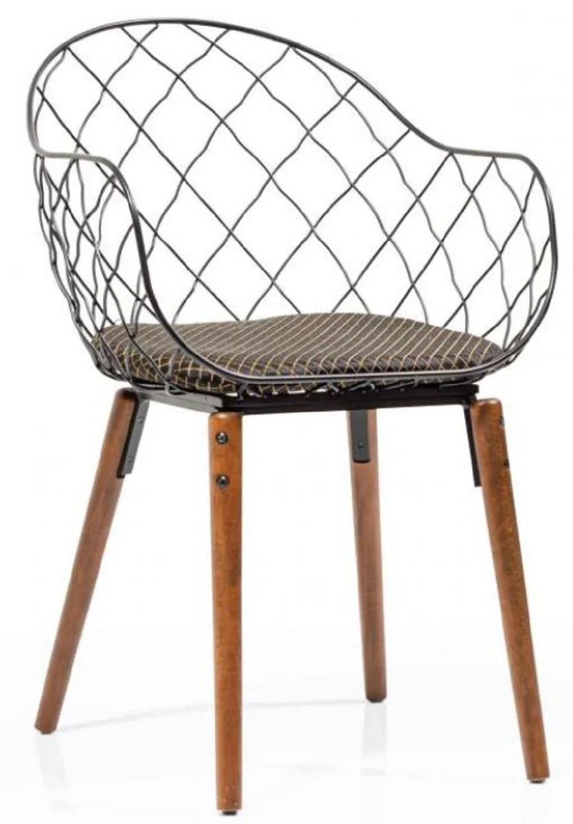 Luxury garden chair set black / gold / gray / brown 40 x 40 x H. 81 cm - Modern garden chairs with armrests - Garden & catering furniture