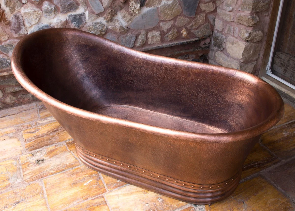 Luxury Art Nouveau copper bathtub 170 x 84 x H. 81 cm - Freestanding retro bathtub - Rustic copper bathroom furniture