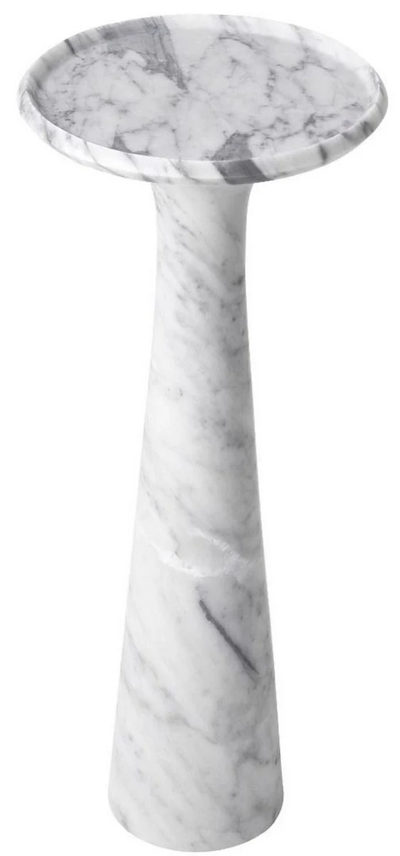 Luxury side table white Ø 30 x H. 71.5 cm - Round side table made of high-quality Carrara marble - Luxury furniture