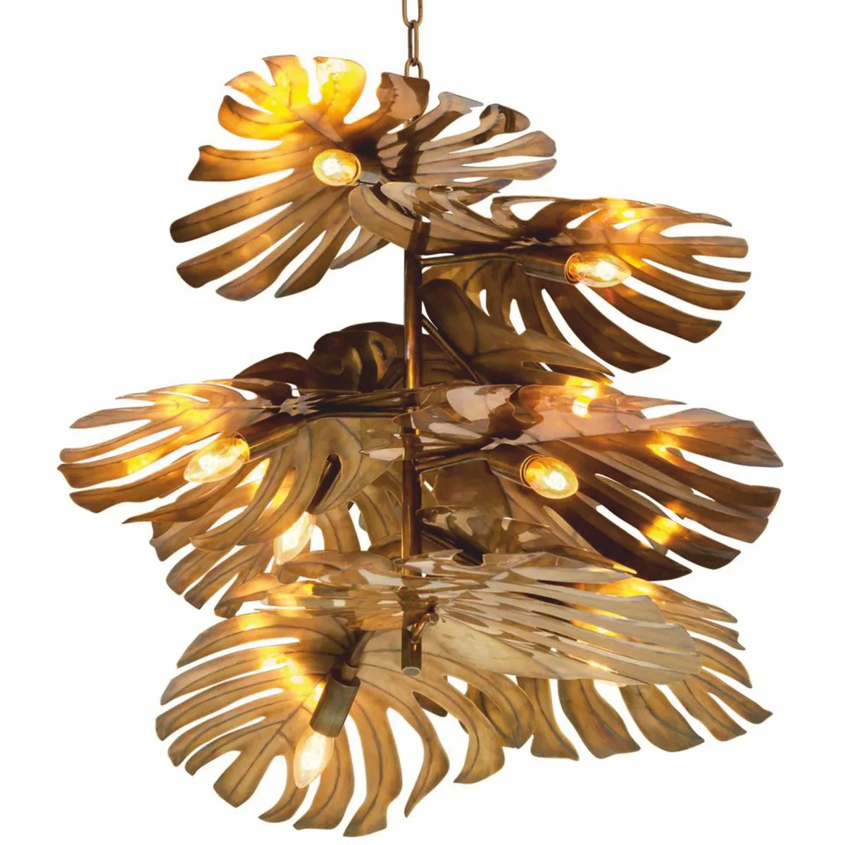 Luxury chandelier vintage brass H. 58 cm - Hotel & Restaurant Chandelier