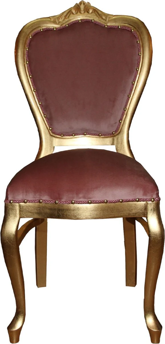Luxury Baroque dining room set pink / gold 45 x 46 x H. 99 cm - 4 handmade dining chairs - Baroque dining room furniture