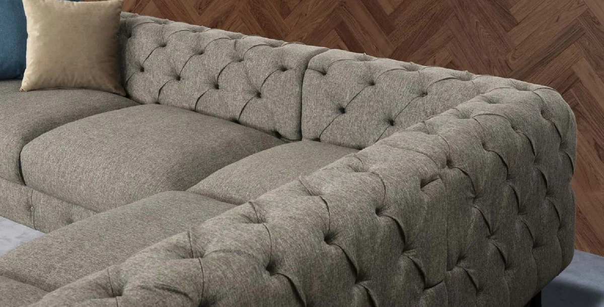 Luxury Chesterfield corner sofa gray 261 x 261 x H. 76.5 cm - Living room sofa - Living room furniture - Chesterfield furniture - Luxury furniture - Luxury living room furnishings