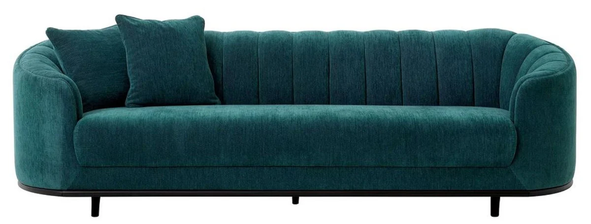 Luxury sofa green / black 240 x 96 x H. 74.5 cm - Living room sofa with 2 cushions - Living room furniture - Luxury furniture - Living room furnishings - Luxury furnishings - Luxury quality