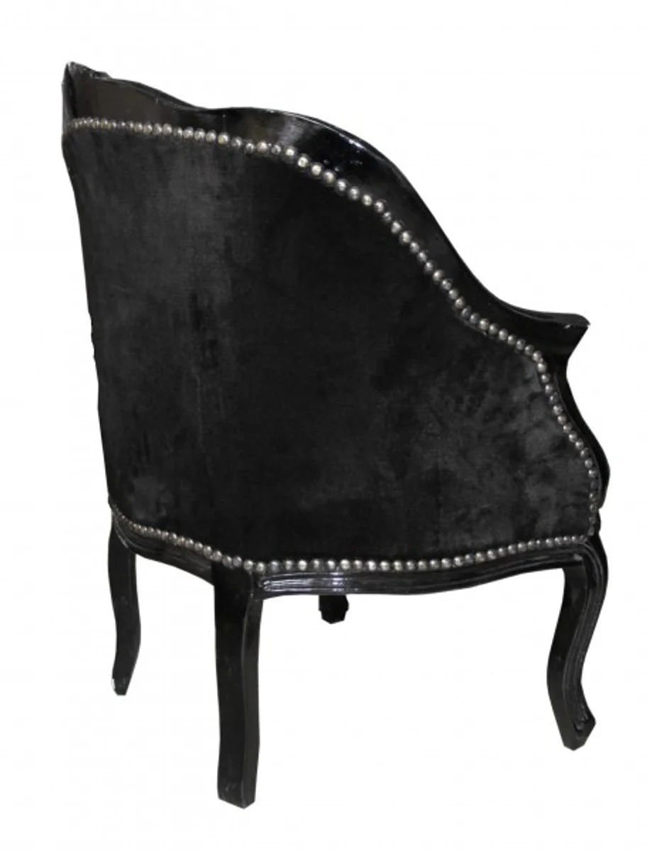 Baroque ladies salon armchair black/black - furniture antique style