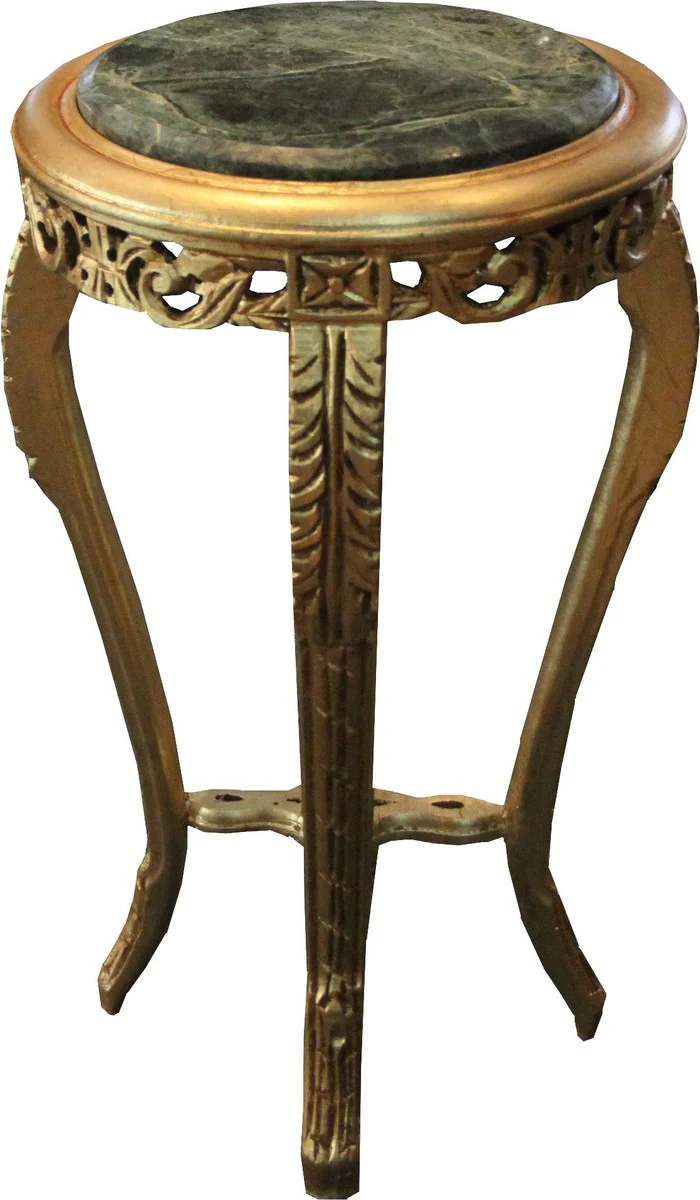 Baroque side table round gold with marble top 37 cm x H. 70 cm antique style