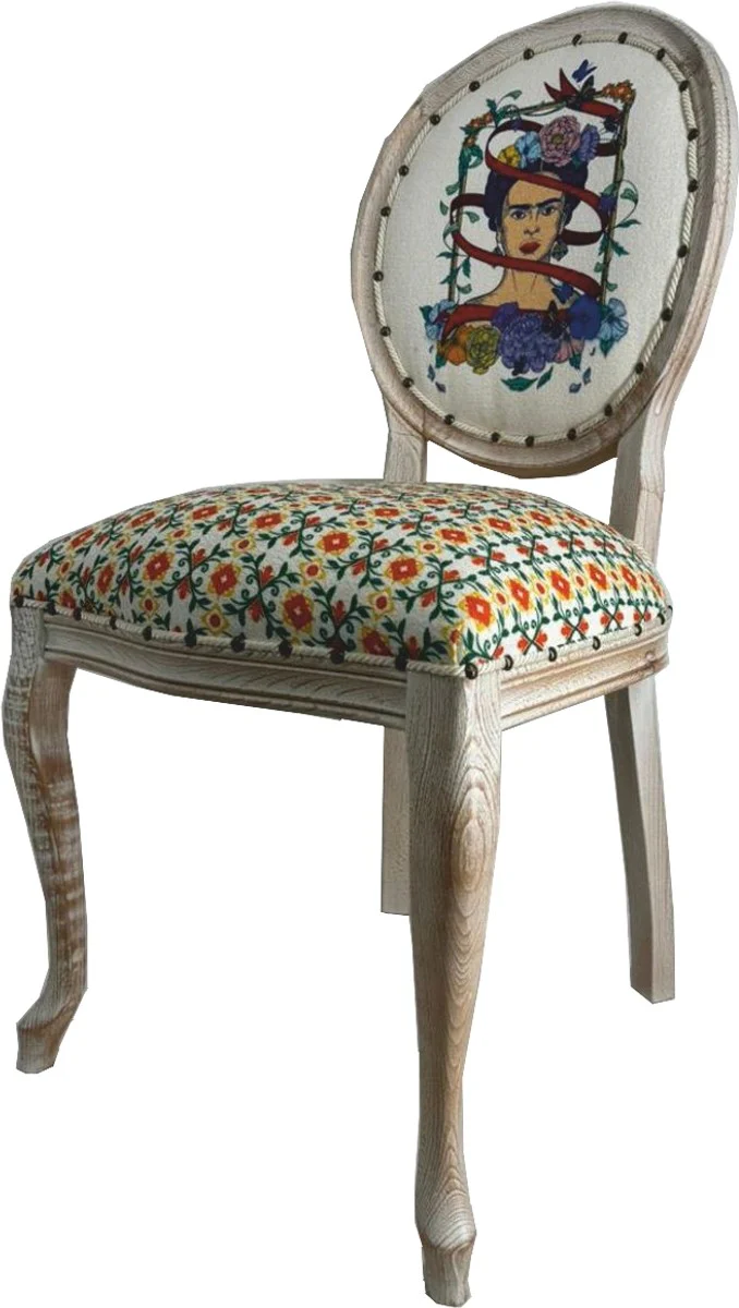 Frida Kahlo by Luxury Baroque Dining Room Chair White / Colorful / Antique White