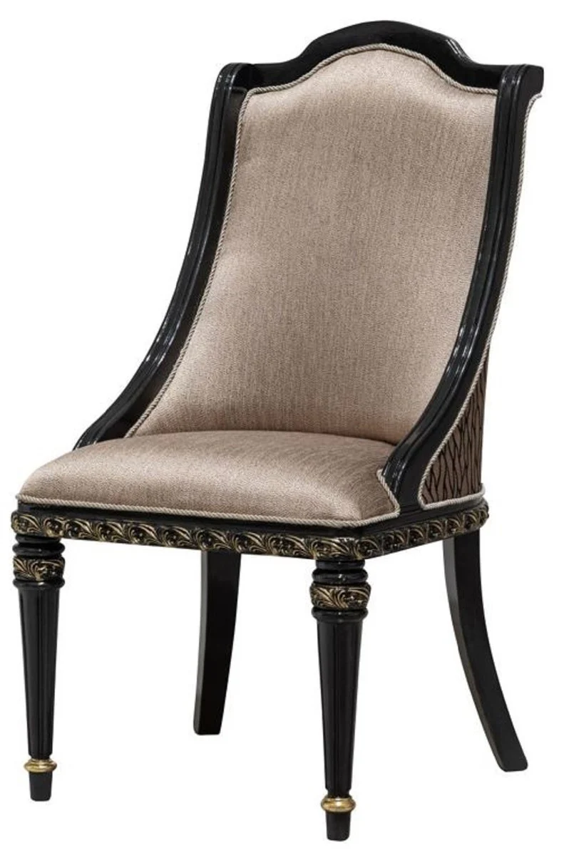 Luxury Baroque Dining Room Chair Set of 6 Silver / Black / Gold - Magnificent Baroque Style Kitchen Chairs - Luxury Baroque Style Dining Room Furniture - Baroque Dining Room Furniture - Baroque Style Furniture