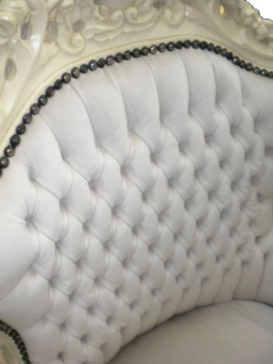 Barock Sessel King creme / creme mit Samtstoff 85 x 85 x H. 120 cm - Limited Edition