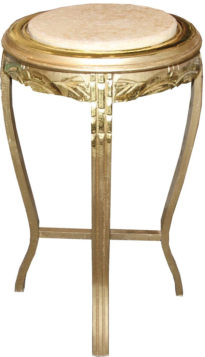 Baroque side table round gold/cream antique look - 70 x 40cm