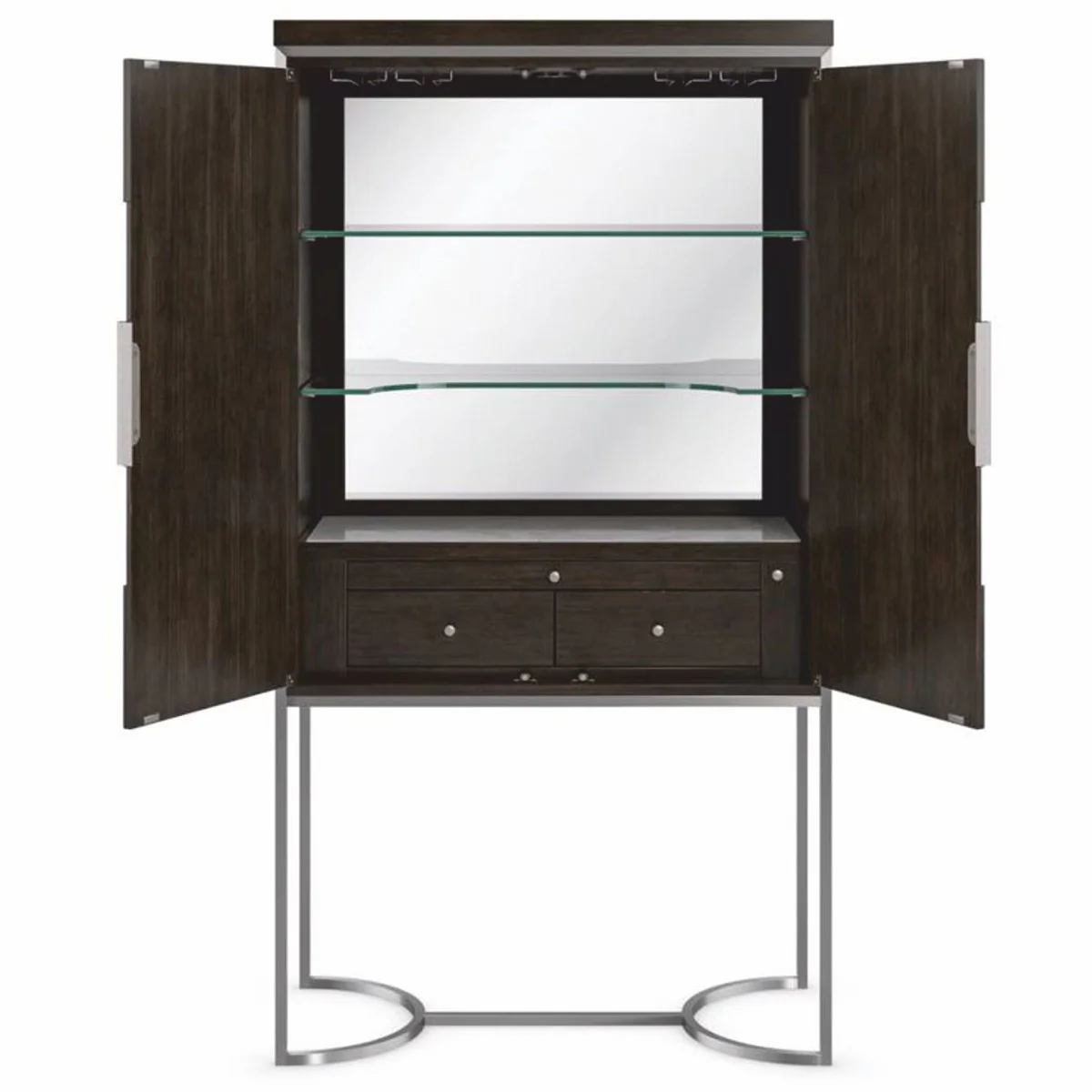Luxury bar cabinet / wine cabinet brown / silver H. 198 cm - bar furniture