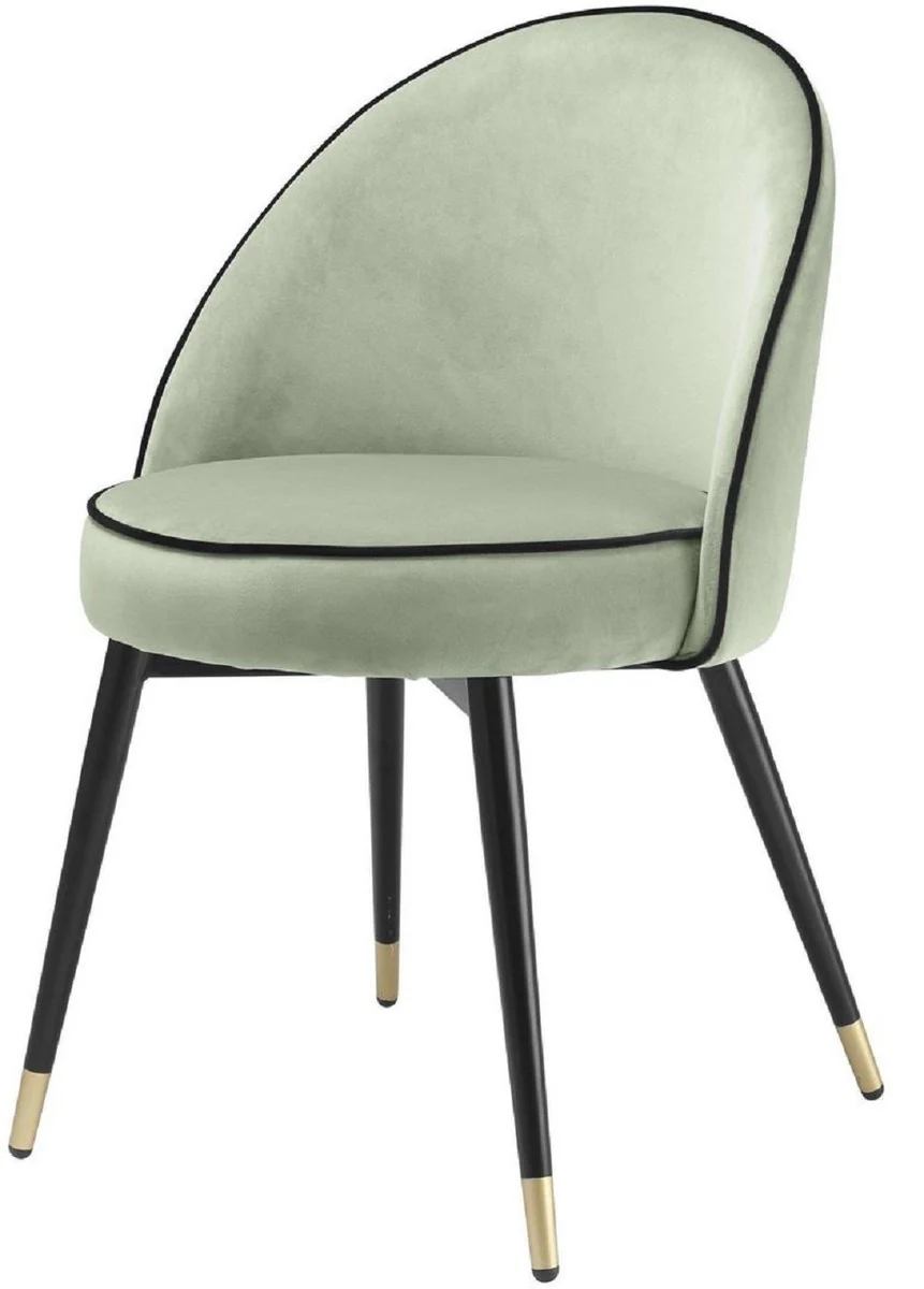 Luxury dining room chair set pistachio green / black / brass 55 x 64 x H. 83 cm - Dining room chairs with elegant velvet fabric - Dining room furniture