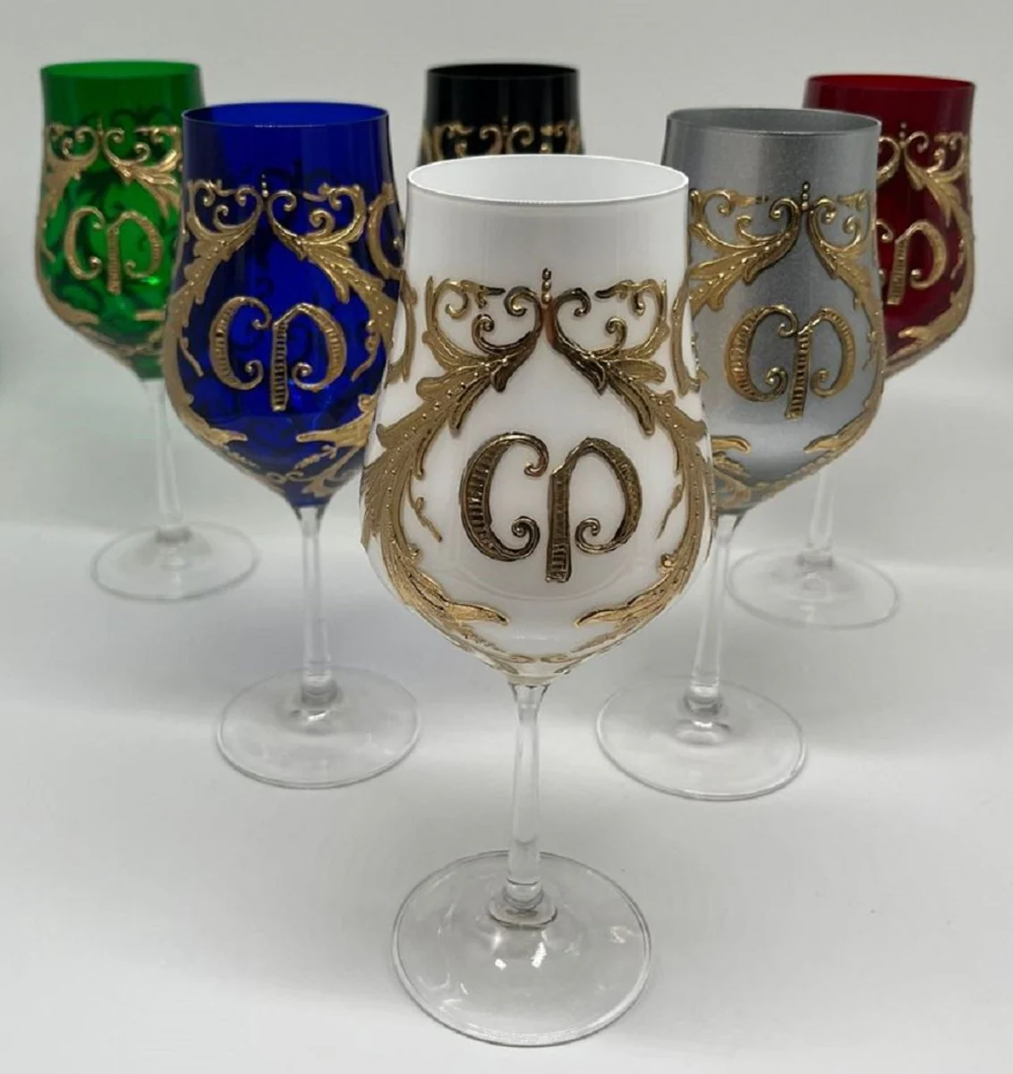 Luxury Baroque wine glass set colorful / gold - wine glasses with 24 carat gold plating