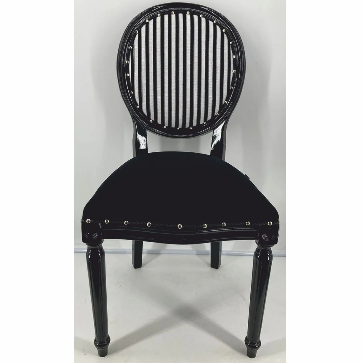 Luxury Baroque Dining Room Chair Set of 4 Black / White / Silver - Baroque Furniture